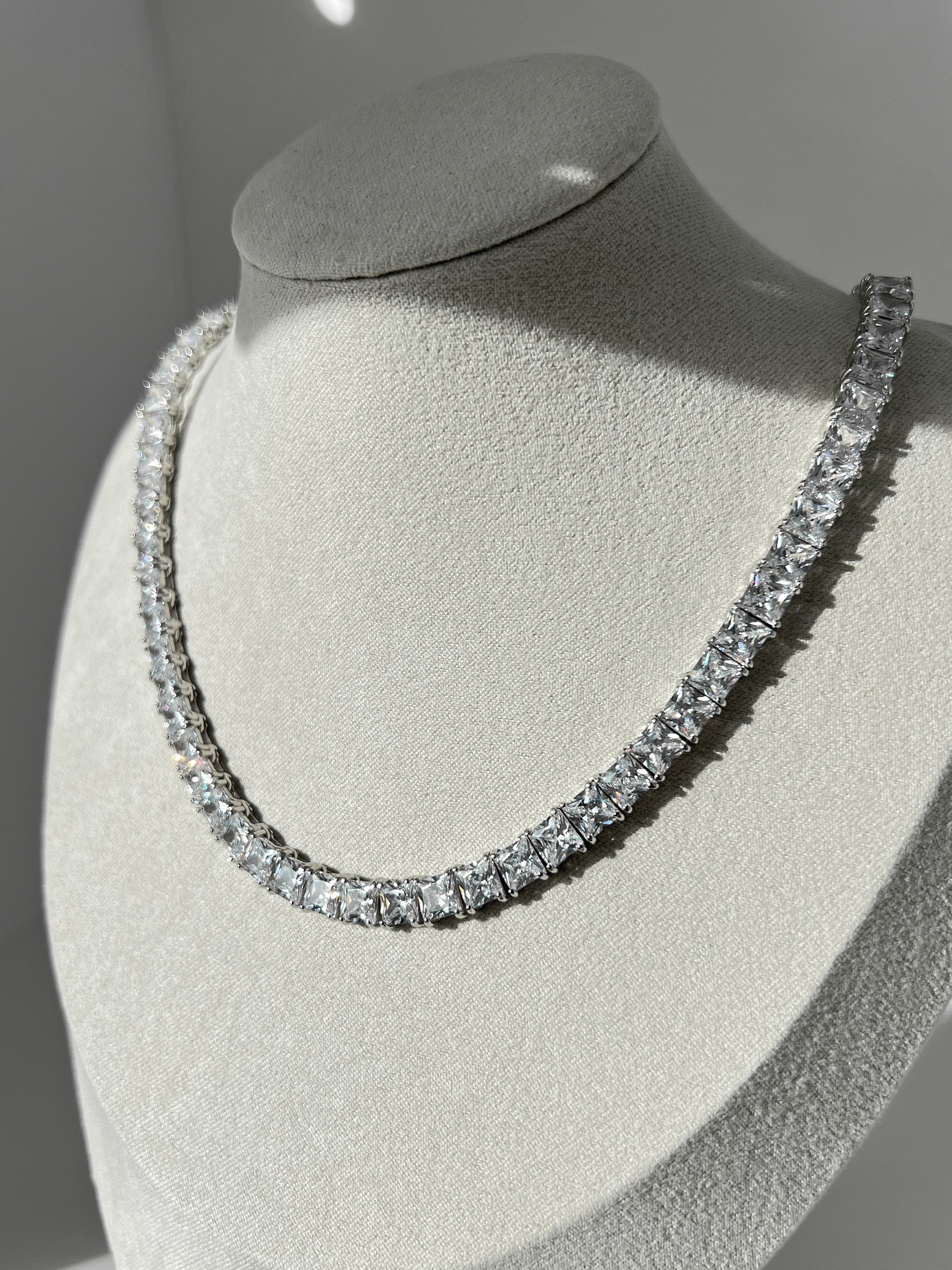 Princess cut tennis necklace new arrivals
