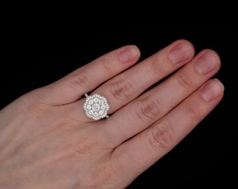 1.51TCW Round Cut Created Diamond Flower Shaped Ring 925 Sterling Silver