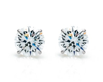 14k White Gold 5.50 ct. T.W. Round-cut Created Diamond Solitaire Earrings, Screw-back
