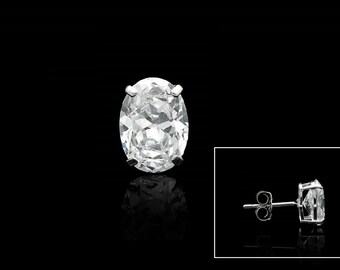 Oval cut Created Diamond 0.21-0.76 ct Stud Earring Solitaire 14k Gold , Push-back, SINGLE EARRING