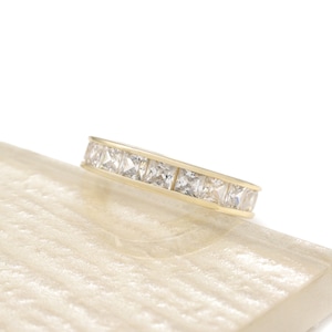 4.00 TCW Princess made Diamanten Eternity Channel Ring 925 Sterling Silber Gelbgold Ton