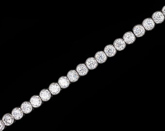 Tennis Bracelet 6.5mm 15.00TCW Bezel Round Cut Created Diamond 925 Sterling Silver, Magnetic clasp