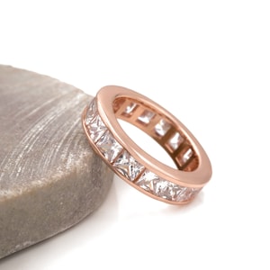 6.00 TCW Princess made Diamanten Eternity Channel Ring 925 Sterling Silber Gelbgold Ton