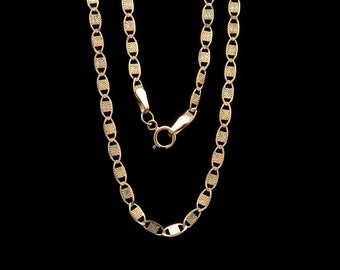 16" or 24" Valentino Link Chain 14k Solid Yellow Rose Gold Two-tone Necklace 3.5mm