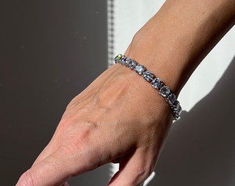 Tennis Bracelet 7mm 34.00TCW Round Cut Created Diamond 925 Sterling Silver