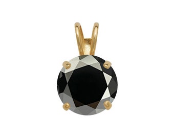 14k Gold Black Moissanite Pendant 0.25ct - 2.75ct D VVS1 Diamond Brilliant Round Solitaire 14K Yellow Gold, White Gold Charm GIA certified