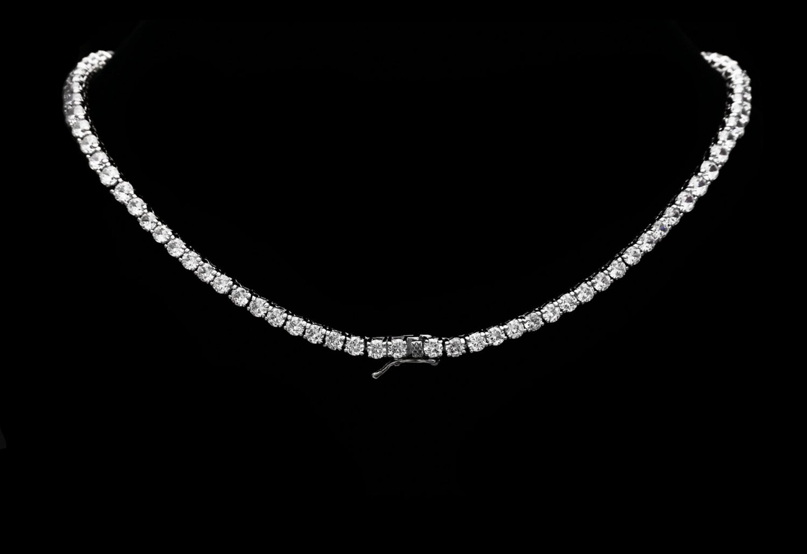 Created Diamond Graduated Tennis Necklace 45.00tcw 925 Solid Etsy