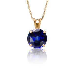0.25CT-3.00CT Brilliant Round Created Diamond / Gemstone Pendant Solitaire 14K Yellow Gold Charm VVS1
