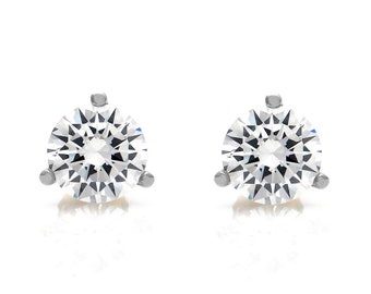 14k White Gold 1.00 ct. T.W. Martini-Cut Created Diamond Solitaire Earrings, Screw-back