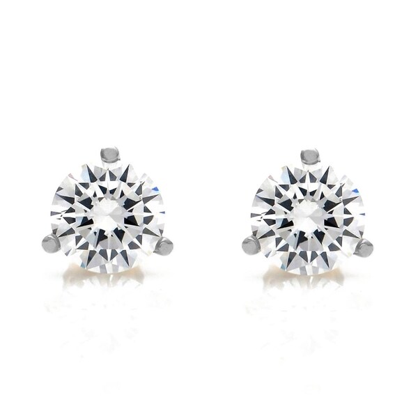 14k White Gold 1.00 ct. T.W. Martini-Cut Created Diamond Solitaire Earrings, Screw-back