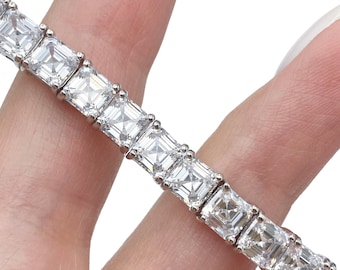 Tennis Bracelet 23.43TCW Asscher Cut Created Diamond 925 Sterling Silver / Yellow gold Tone / Rose gold Tone