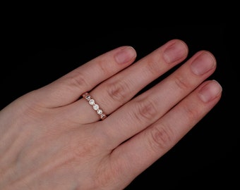 1.65-2.15ct T.W. Created Diamond 3mm Bezel Eternity Ring 4mm Band 925 Sterling Silver / Yellow Gold / Rose Gold Tone