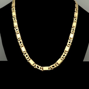 24" or 26" Tiger Eye Chain 14k Solid Yellow Gold Necklace 6.75-7mm Thick & Heavy
