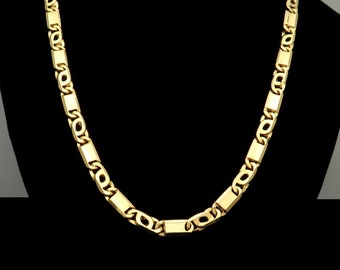 24" or 26" Tiger Eye Chain 14k Solid Yellow Gold Necklace 6.75-7mm Thick & Heavy