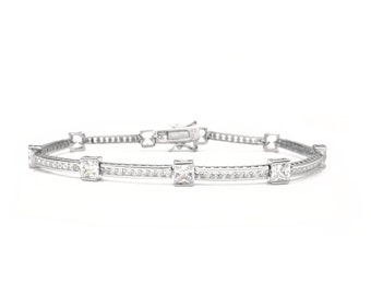 Tennis Bracelet 4.5mm 11.00TCW Princess Cut Created Diamond & Gemstone 925 Sterling Silver