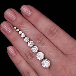 Aros solitarios con diamantes creados de talla redonda, con cierre de rosca, de oro amarillo, blanco y rosa de 14 k, de 0,05 a 13,68 ct. de peso total