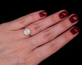 Moissanite Diamond Engagement Ring Round cut 0.84-2.75CT Solitaire Ring 925 Sterling Silver / Yellow Gold, wedding, proposal, anniversary