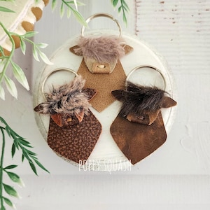 Leather Highland Cow Keychain Vol. 1: Novelty Bag Charm Keyring