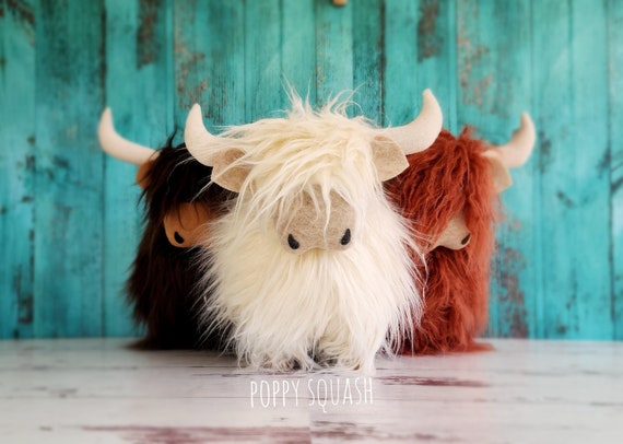 Handcrafted Faux Fur Highland Cow: Scottish Coo Shelf Decor