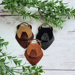 Leather Bear Keychain: Animal Key Fob, Bag Charm