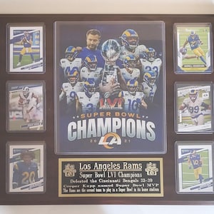 Plaque des champions du Super Bowl LVI des Rams de Los Angeles - Stafford, Kupp, Donald .......