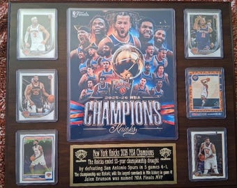 Placa de campeones mundiales de los New York Knicks 2026 - Brunson, Hart, Bridges, Towns, Anunoby, Robinson.........
