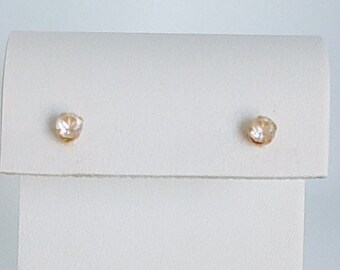 Avon Gold Tone Clear Stone Stud Post Earrings