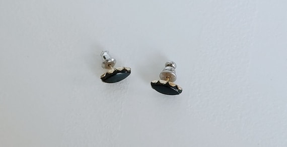 Black Oval Stud Earrings - image 2