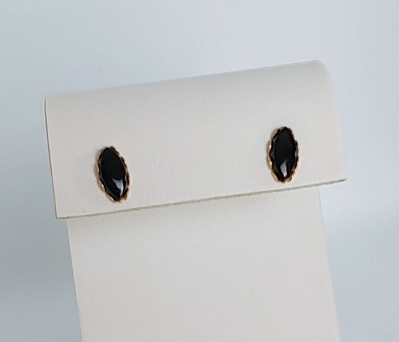 Black Oval Stud Earrings - image 1