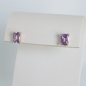 Rectangle Faux Amethyst Pierce Earrings