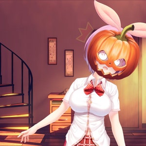 Vtuber Asset: Pumpkin Jack-o-lantern Hat