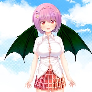 RIGGED Vtuber Asset: Demon/Dragon/Bat Wings - Red, Purple and Green Variants
