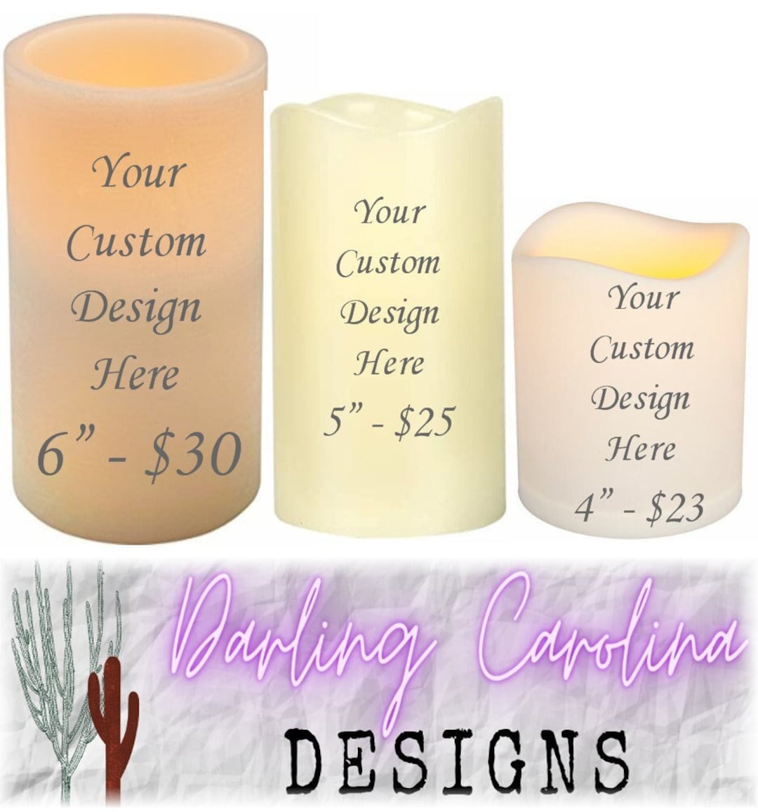 Custom/personalized LED Candle ANY DESIGNS 6, 5 or 4 Etsy