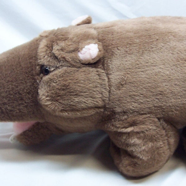 Vintage LARGE Brown HIPPO HIPPOPATOMUS 17" Plush Stuffed Animal Toy Hippopotamus
