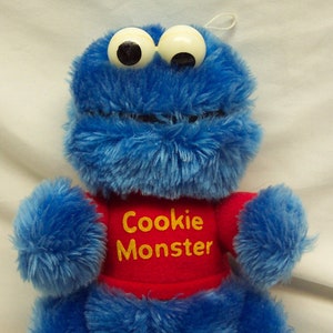 Vintage Hasbro Softies Sesame Street COOKIE MONSTER 10&quot; Plush Stuffed Animal Toy 1980&#39;s Muppets Jim Henson