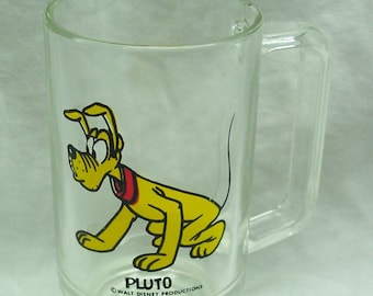 Vintage Walt Disney PLUTO DOG 5" Heavy Weight Glass Mug