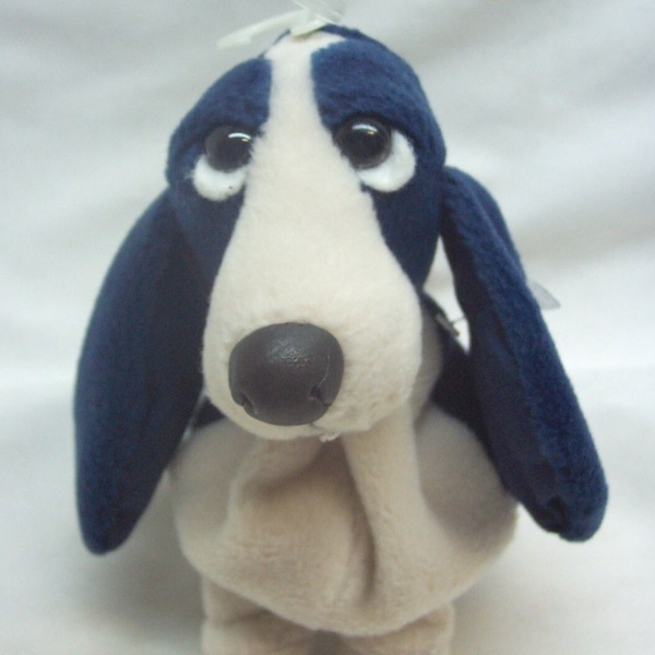 Vintage Applause Hush Puppies Navy Blue BASSET DOG 6" Bean Bag Stuffed Animal Toy Puppy