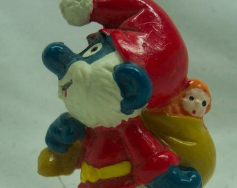 Vintage 1981 Schleich The Smurfs Papa Smurf Santa Clause with Gifts CHRISTMAS PVC Toy Figure 1980&#39;s