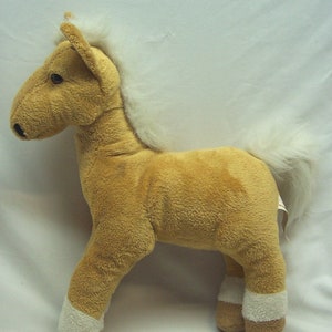 Vintage Animal Alley Tan and White HORSE PONY 11&quot; Plush Stuffed Animal Toy
