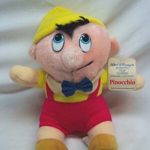 Vintage Walt Disney PINOCCHIO Boy 7&quot; Plush Stuffed Animal Toy 1980&#39;s NEW with tag