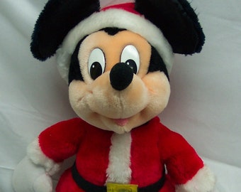 Vintage 1986 Applause Walt Disney MICKEY MOUSE as Santa Claus Christmas 15" Plush Stuffed Animal Toy 1980's