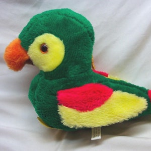 Vintage B.J. Toy Company COLORFUL PARROT 13&quot; Plush Stuffed Animal Toy 1990&#39;s