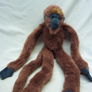 Vintage 1999 K&M International Wild Republic Long Legged BROWN MONKEY 16&quot; Plush Stuffed Animal Toy 1990&#39;s