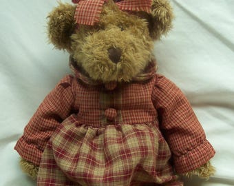 Vintage Russ Berrie Spriggs Teddy Bear Plush Tan With Bow Stuffed ...