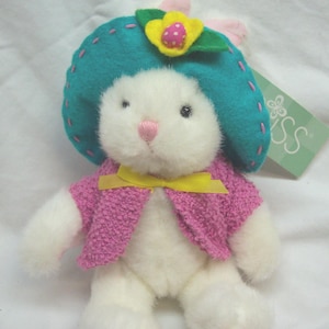 Vintage RUSS Li&#39;L SUNSHINE BUNNY Rabbit 6&quot; Plush Stuffed Animal Toy 1990&#39;s Easter Tags