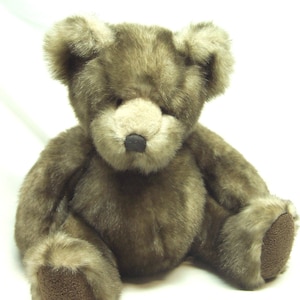 Vintage RUSS BOMBAY Gray Teddy Bear 11&quot; Plush Stuffed Animal Toy