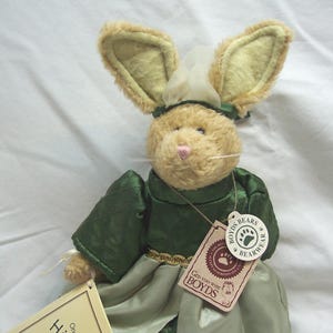 Vintage 2000 Boyds EMILY BABBIT RABBIT 10&quot; Plush Stuffed Animal Toy 1990&#39;s Easter Boyd&#39;s Bears Bailey And Friends with Book Y2K