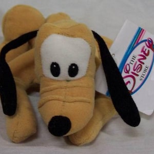 Vintage Walt Disney Store PLUTO Dog 7" Bean Bag Stuffed Animal Toy 1990's New