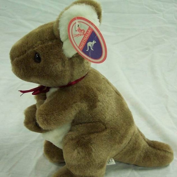 Vintage Australia Souvenirs KANGAROO With BABY JOEY 9" Plush Stuffed Animal Toy 1990's