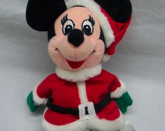 Vintage Walt Disney Store Walt Disney MINNIE MOUSE as Mrs. Claus Christmas 9" Bean Bag Stuffed Animal Toy Holiday 1990's